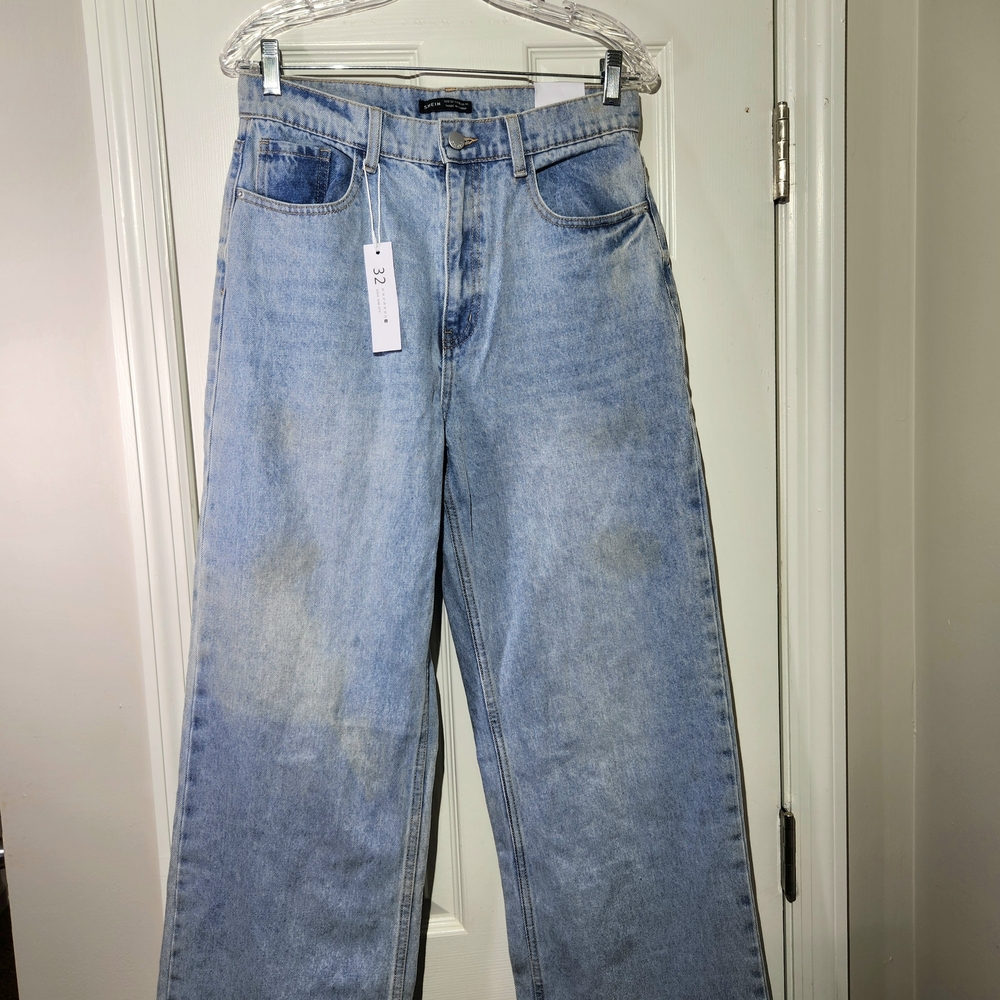 NWT SHEIN Light Blue Flare & Wide Leg Jeans Size 14